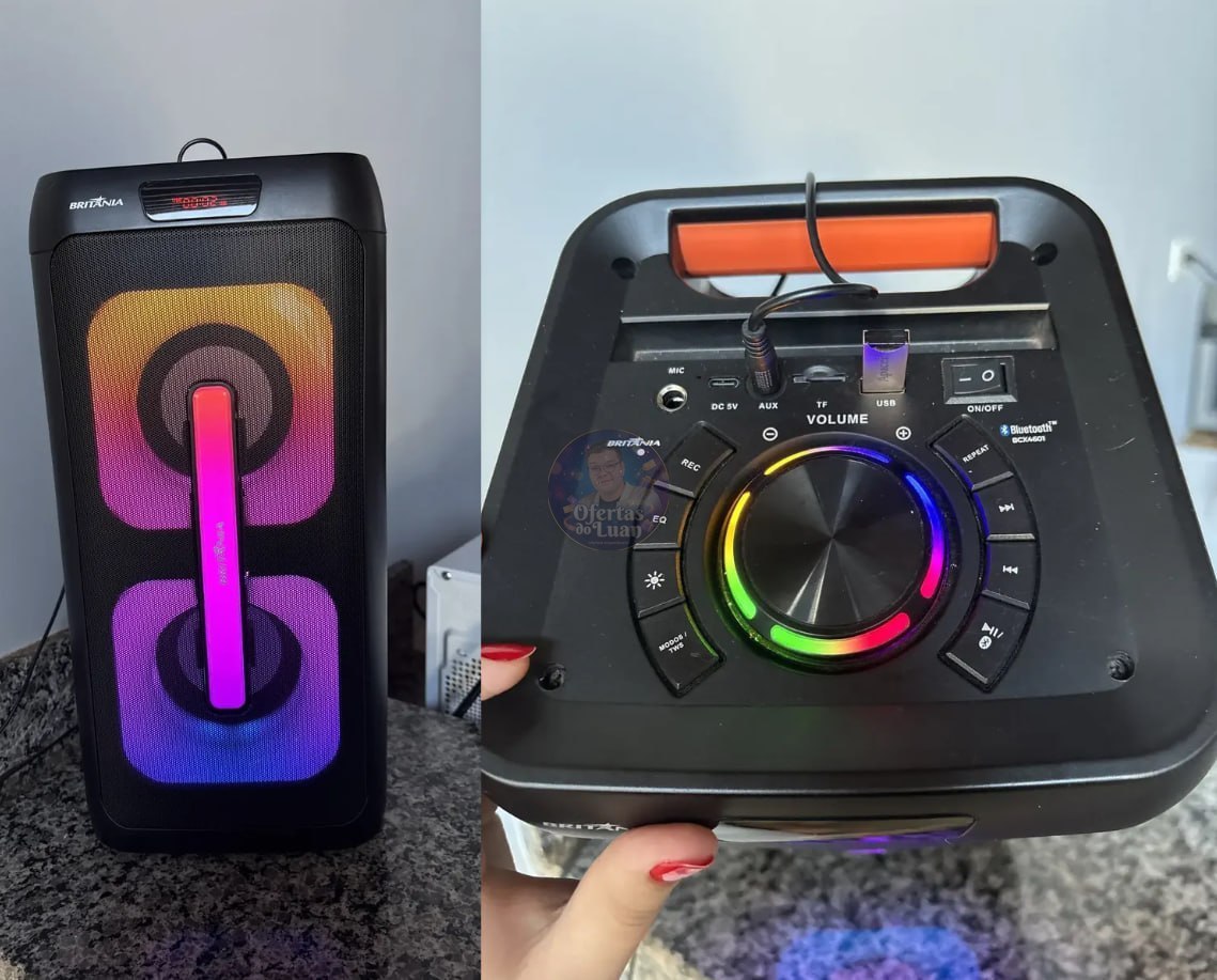 Caixa De Som Britânia Flash Lights Bluetooth V5.3 350W