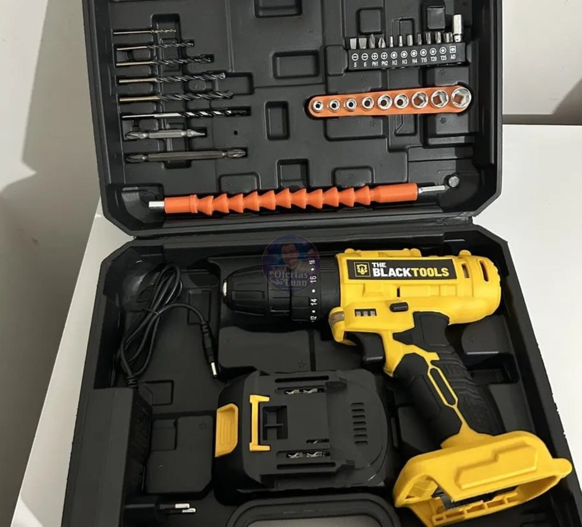 Furadeira e Parafusadeira de Impacto 21v 3/8 com Maleta e Acessórios The Black Tools