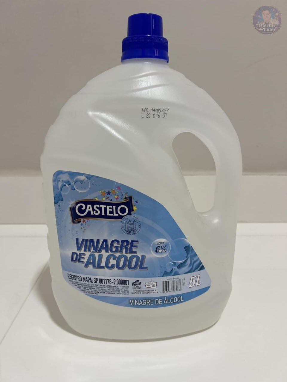 Vinagre de Álcool Concentrado 6% Castelo 5L