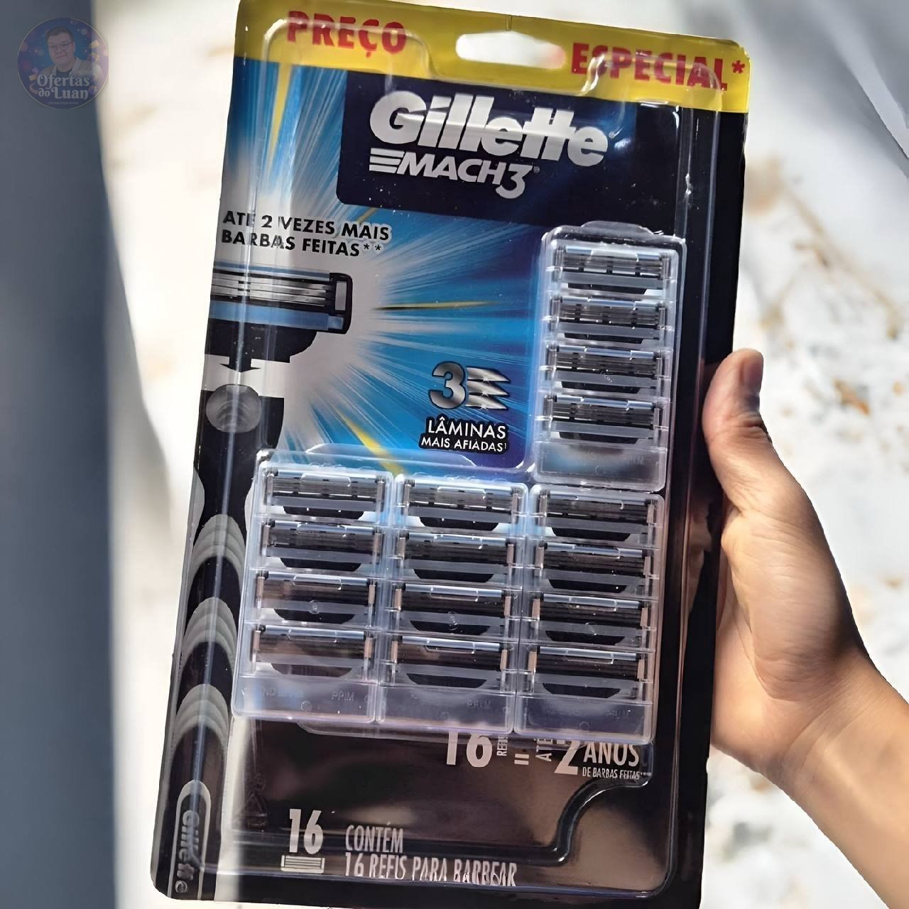 🪒 Gillette Mach3 - Refil Para Barbear, 16 Unidades