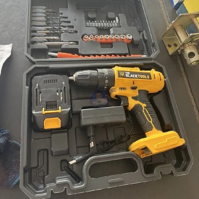 ️ Parafusadeira Furadeira De Impacto 21V 1400 C/ Acessórios + Maleta The Black Tools